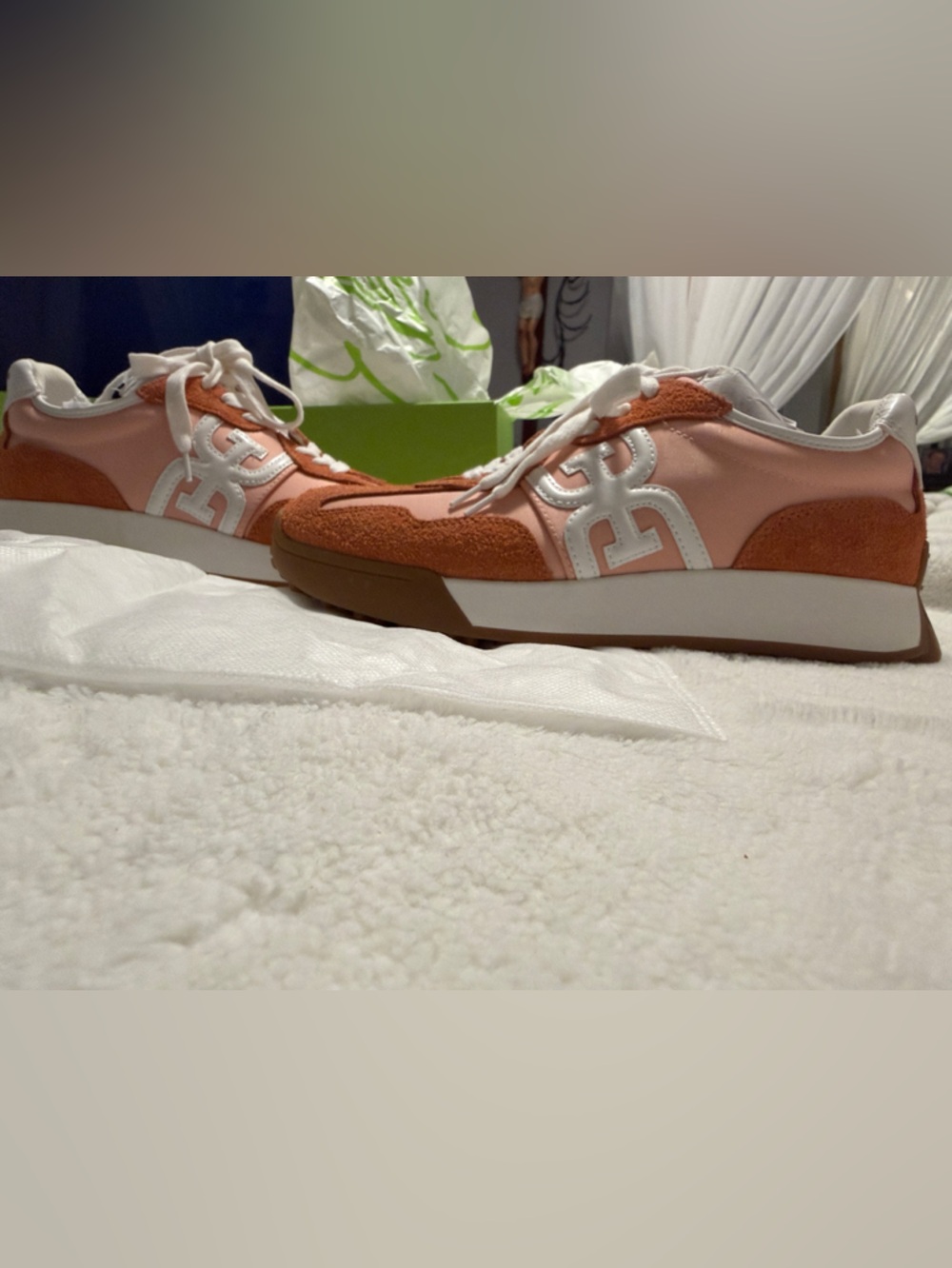 Sam Edelman Pink and Orange Suede-Accent Low Top Sneakers - Picture 3 of 5